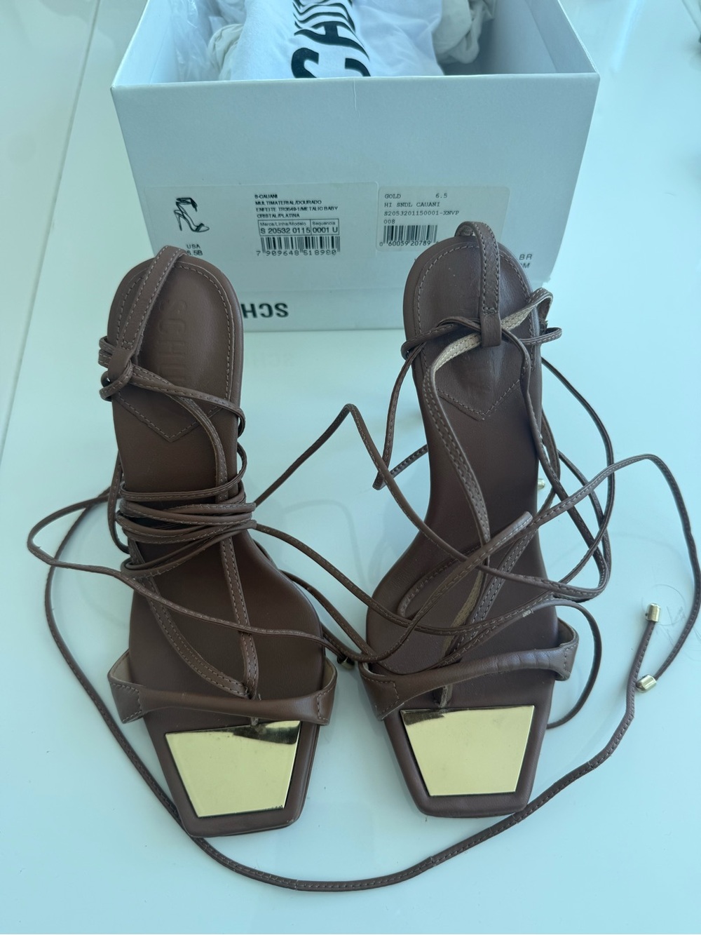 SCHUTZ Like NEW Brown Lace-Up Sandals - Women US 6,5 w BOX and dust bag - Picture 7 of 8